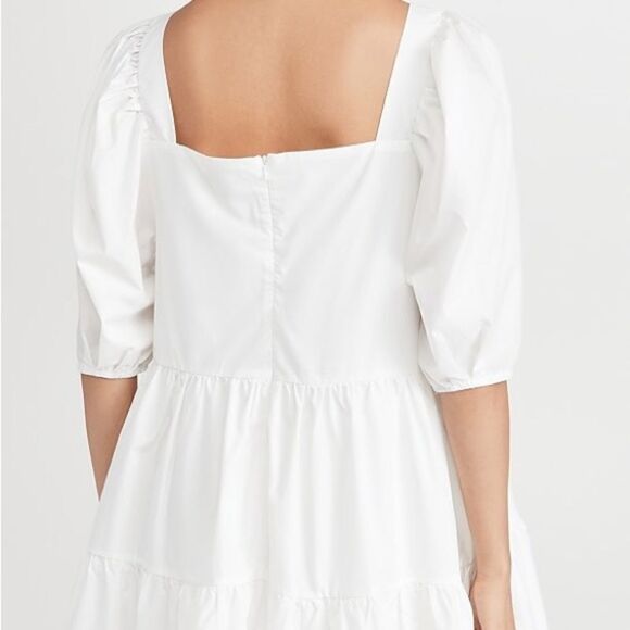 New Anthropologie en saison Baby Doll White Poplin Square Neck Mini Dress Sz XS - Picture 5 of 8